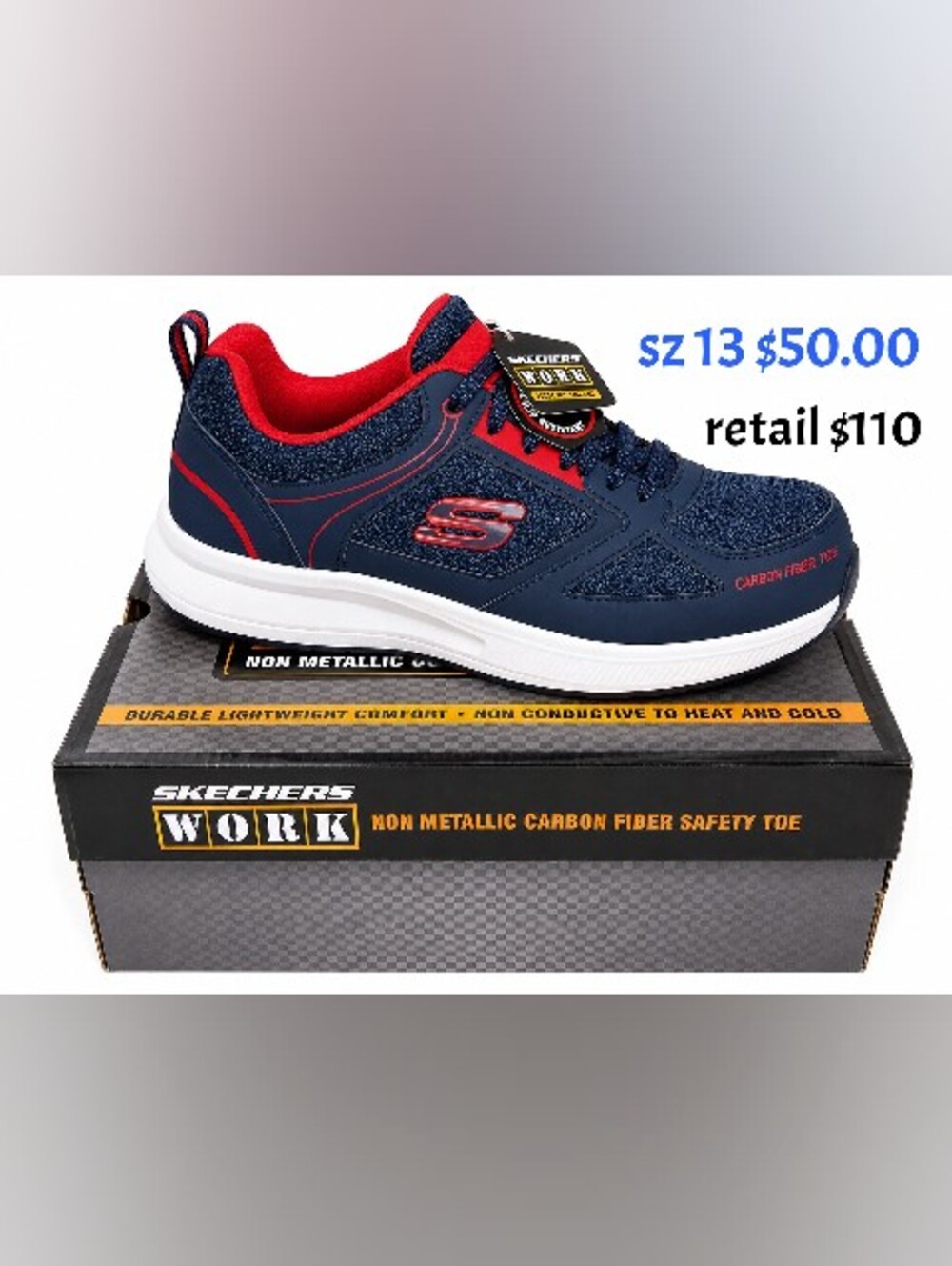 Skechers Work Men’s Navy & Red Athletic Safety Shoe